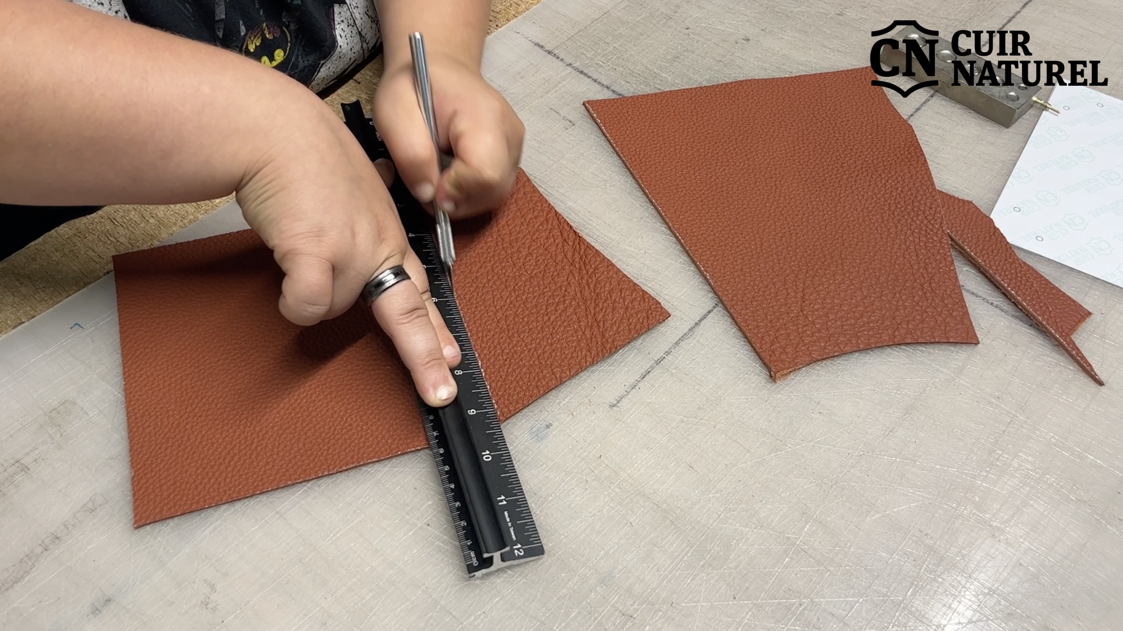 Cutting the leather